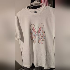 Gildan White Kids Tee with Pastel Bow Design